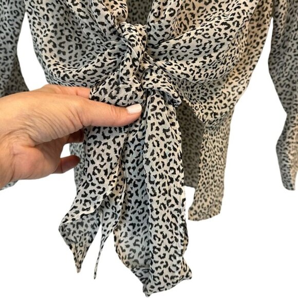 NWOT Calvin Luo | Black & White Animal Print Blouse Size Small - Picture 6 of 11